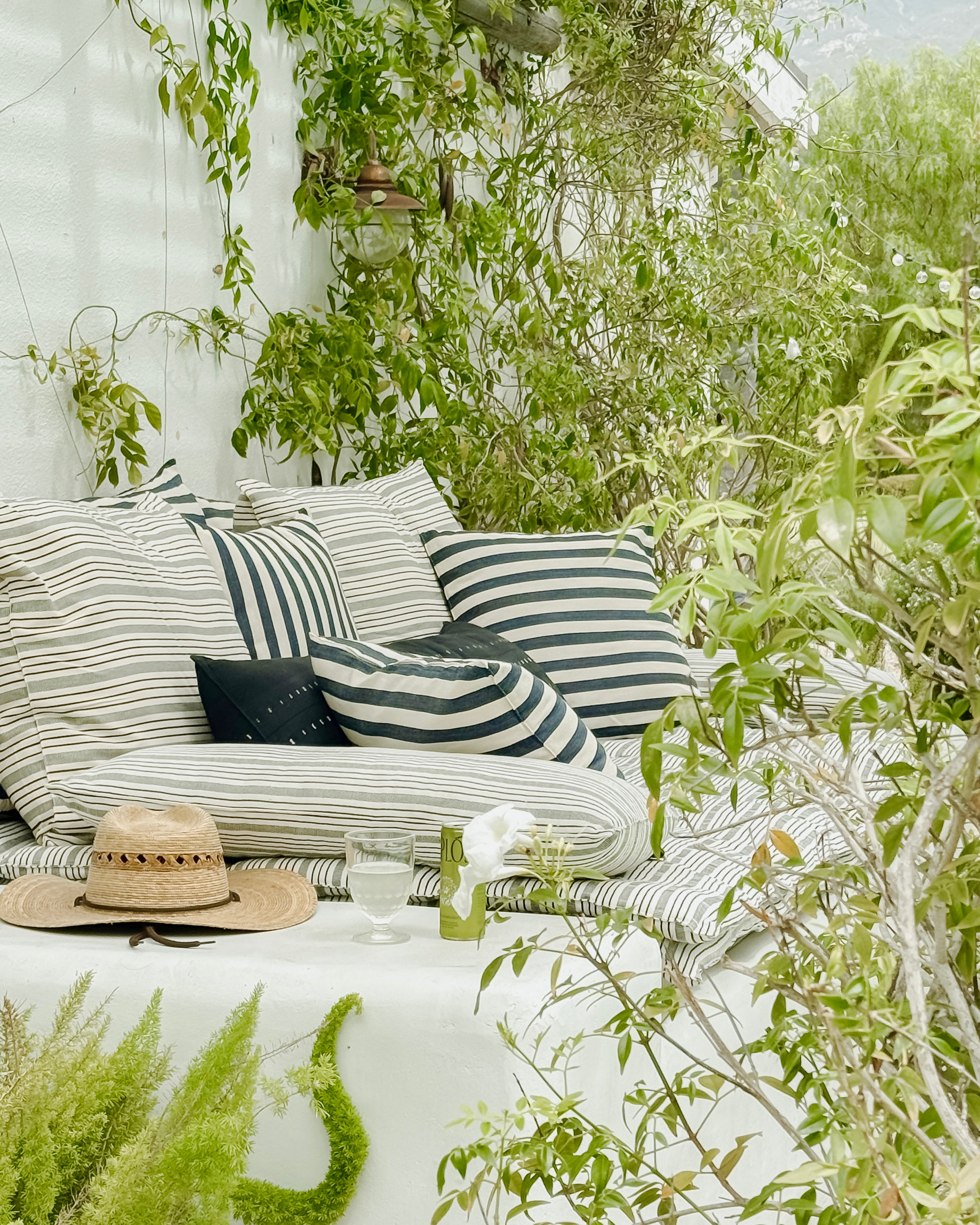 New Cushion, Natural/Navy Quad Stripe | 20" x 20"