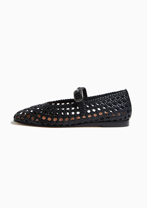 Woven Mary Jane | Black Leather