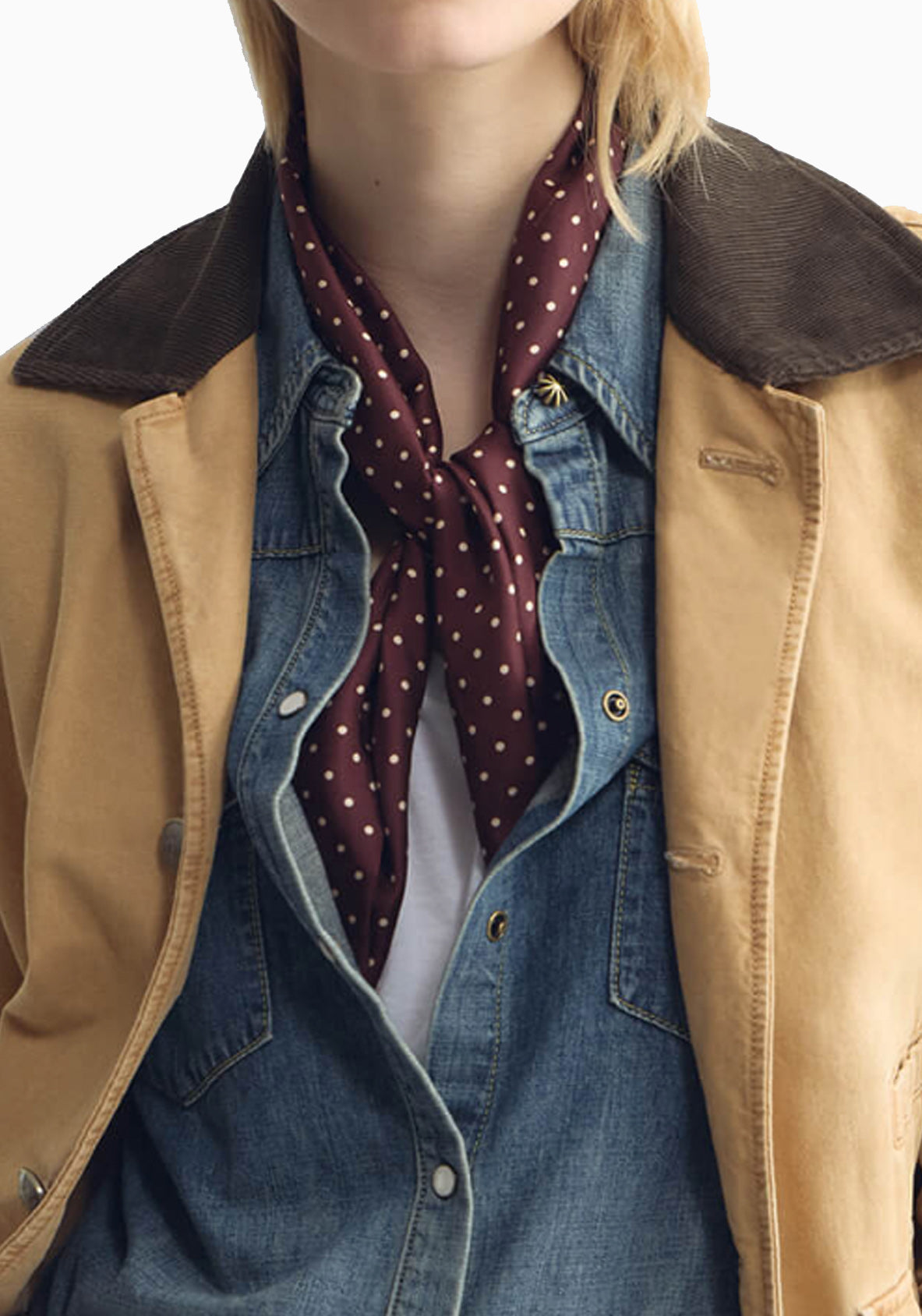 Mini Dot Silk Scarf | Burgundy