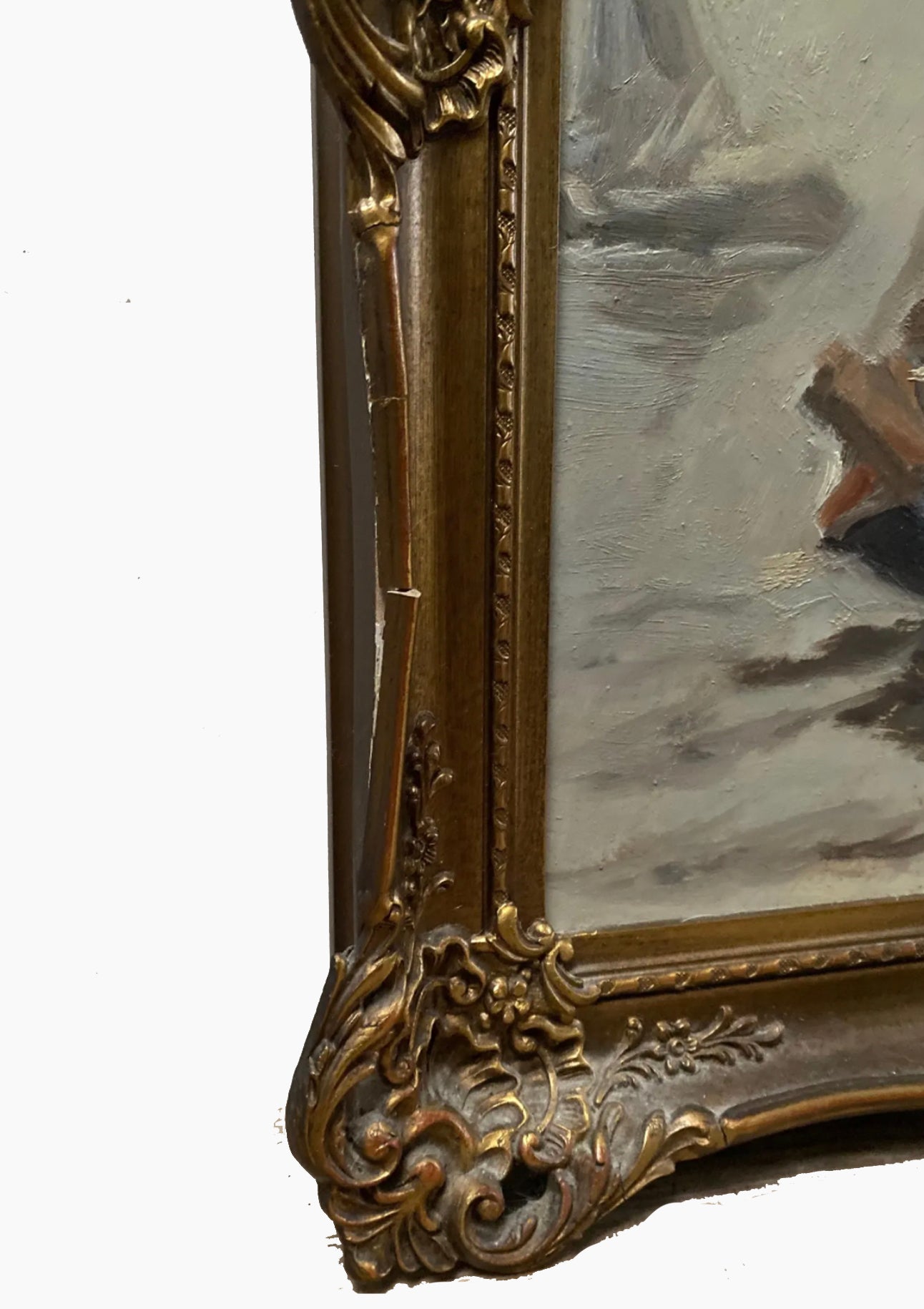 Original Antique Dutch Sailboat Oil Painting | 18" x 21"