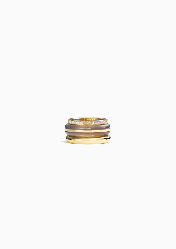 14K Classic Ring Stack | Grey Agate