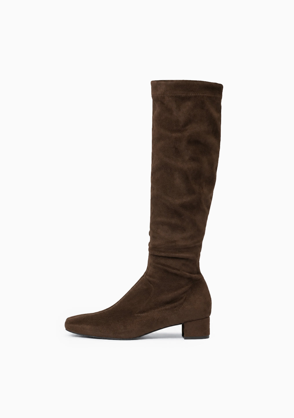 Eneida Stretch Knee High Boot | Brown Suedette