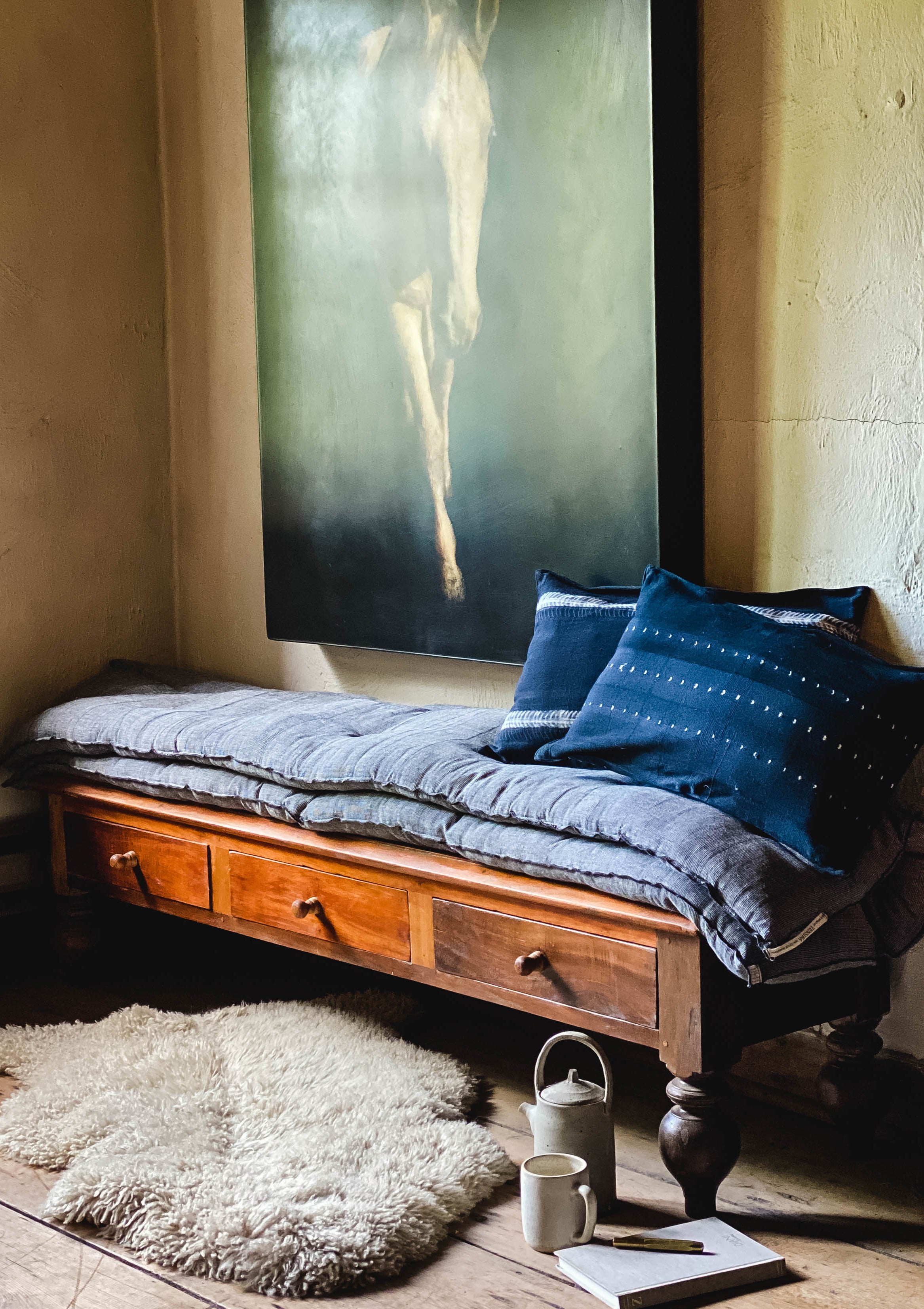 Lightweight and portable bed roll, part of Caroline Diani’s globally inspired DIANI x Tensira line.