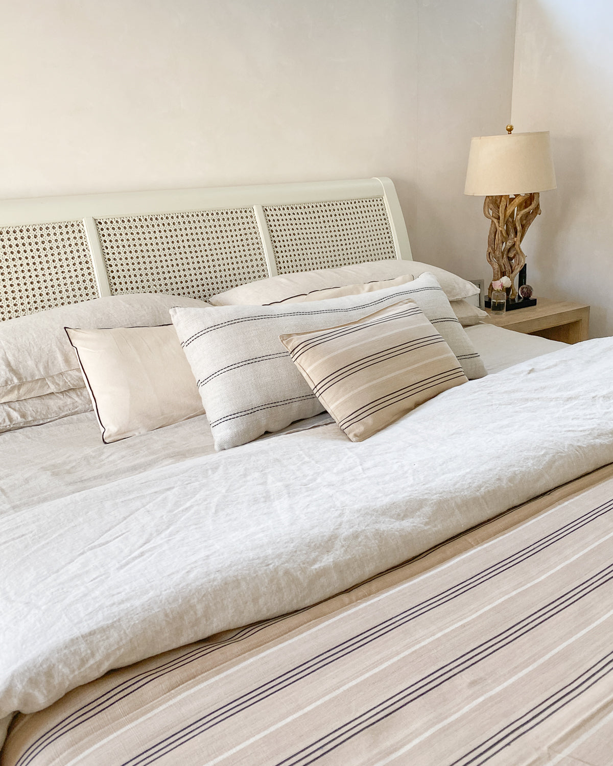Bed Cover With Fringes | DIANI Signature Stripe, 94" x 102"