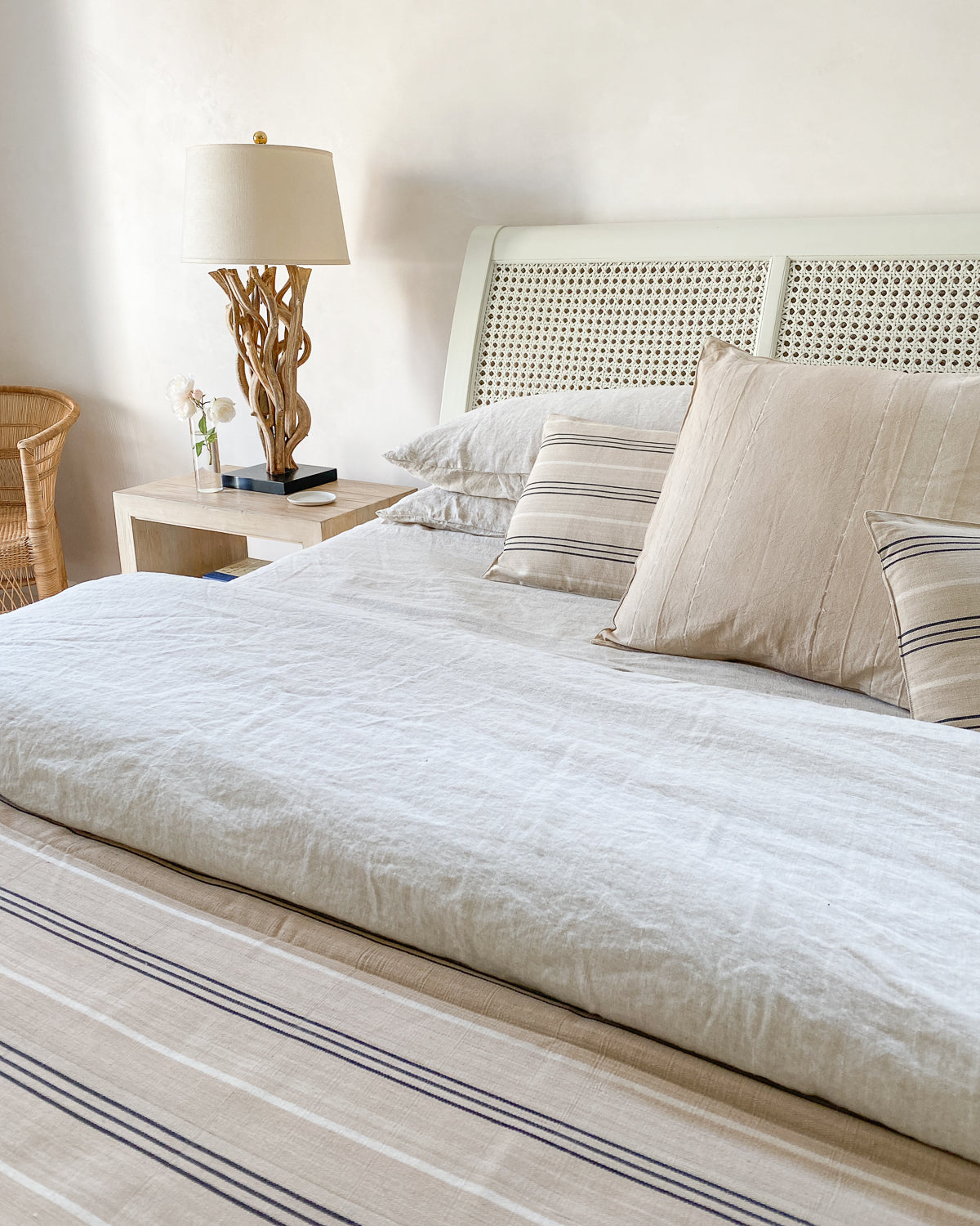 Bed Cover With Fringes | DIANI Signature Stripe, 94" x 102"