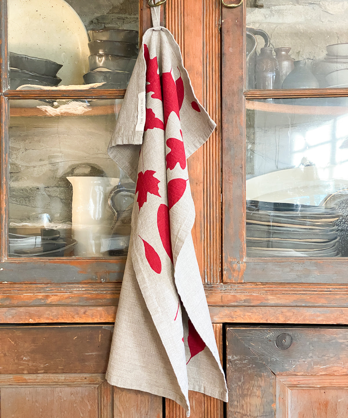 Cranberry 100% Stone Washed Linen Tea Towel | Cranberry