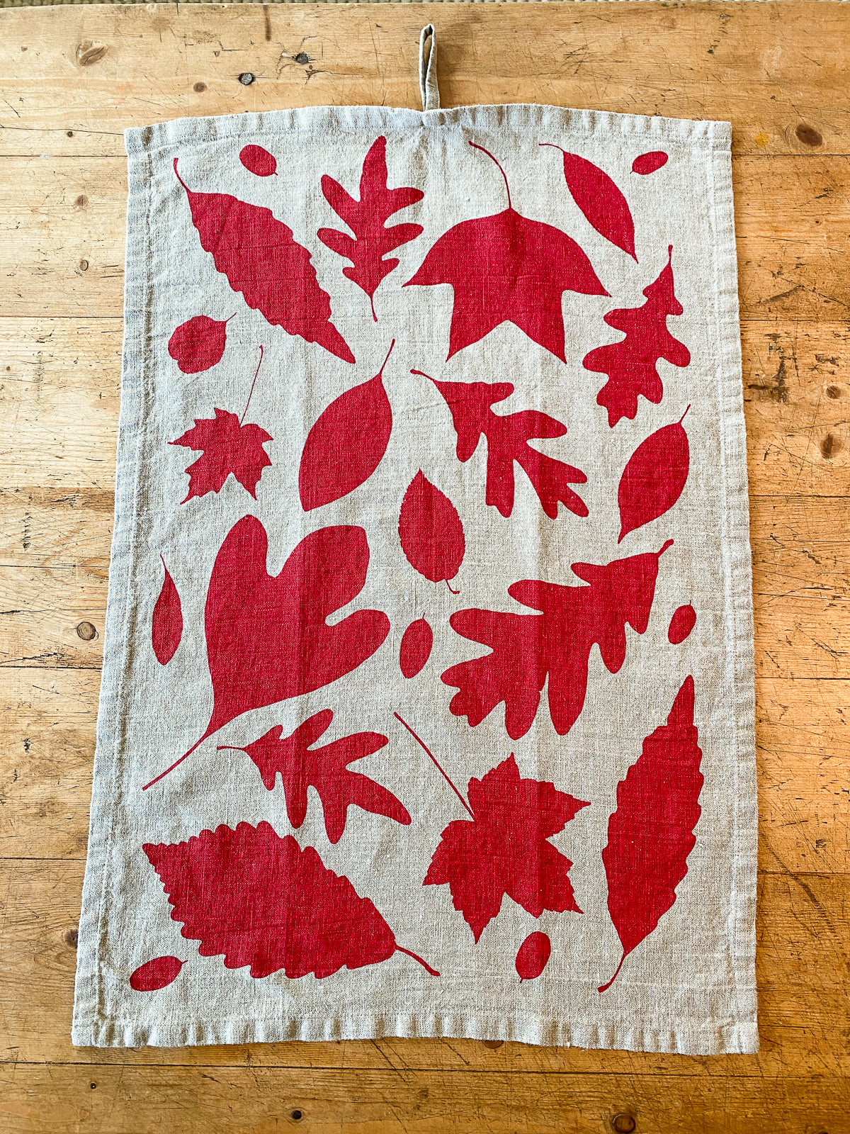 Cranberry 100% Stone Washed Linen Tea Towel | Cranberry