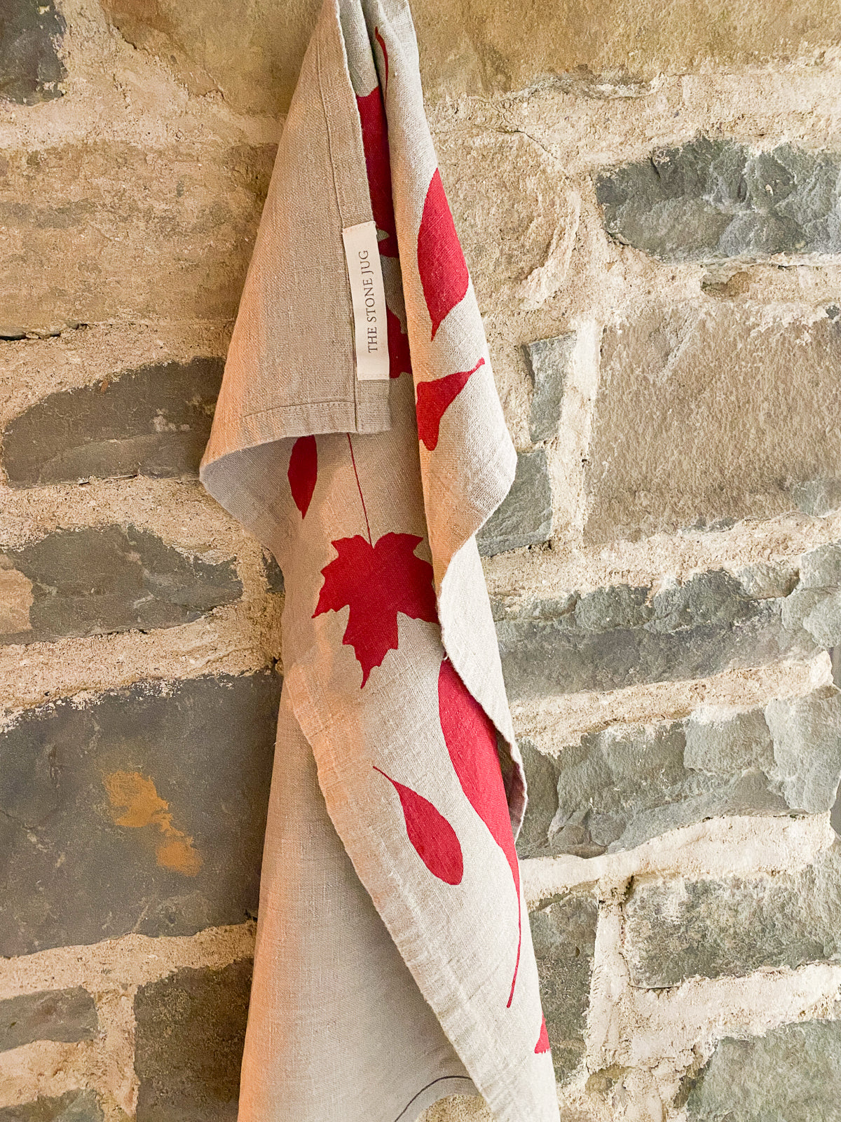 Cranberry 100% Stone Washed Linen Tea Towel | Cranberry