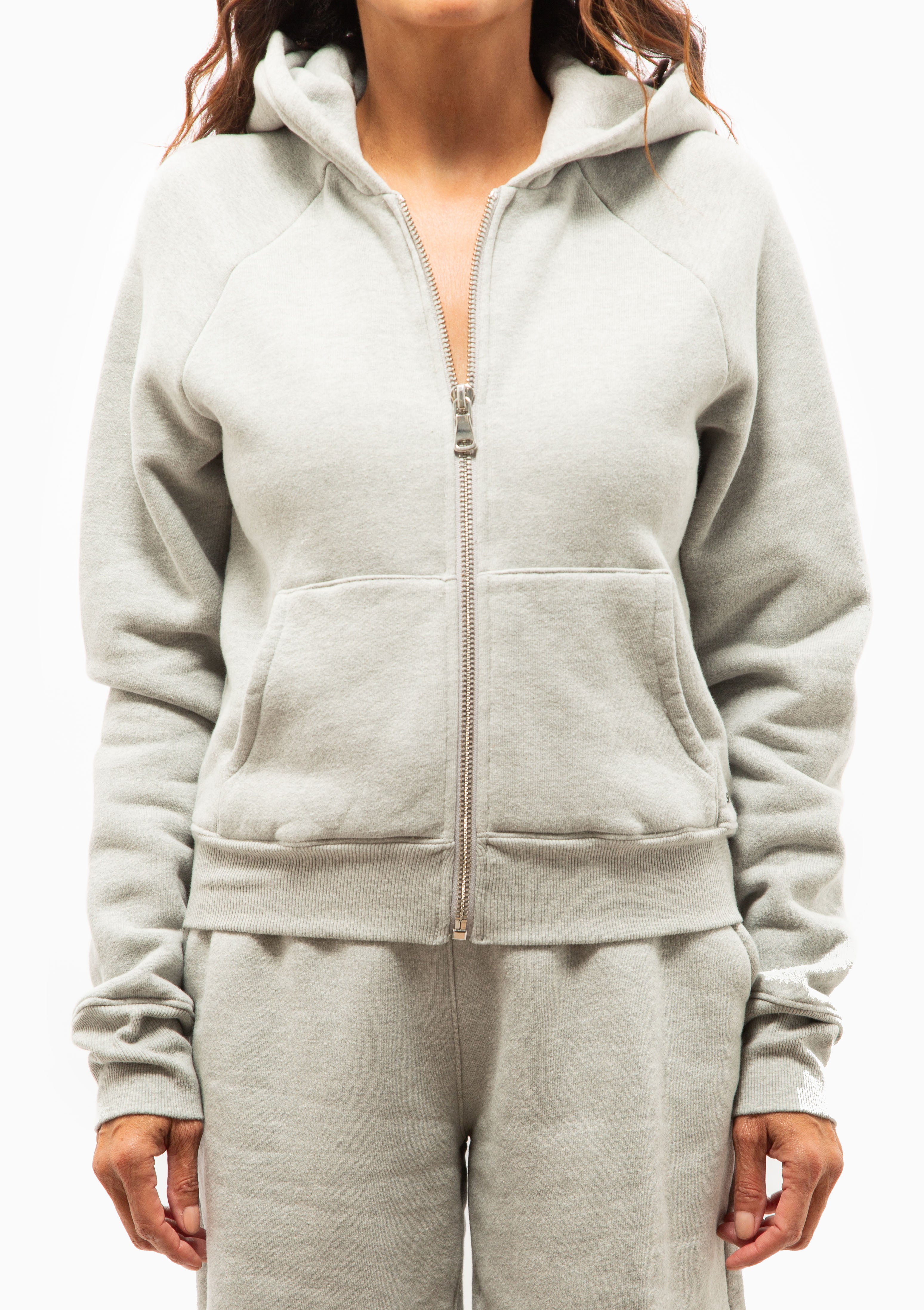Shrunken Raglan Hoodie | Heather Grey/Black