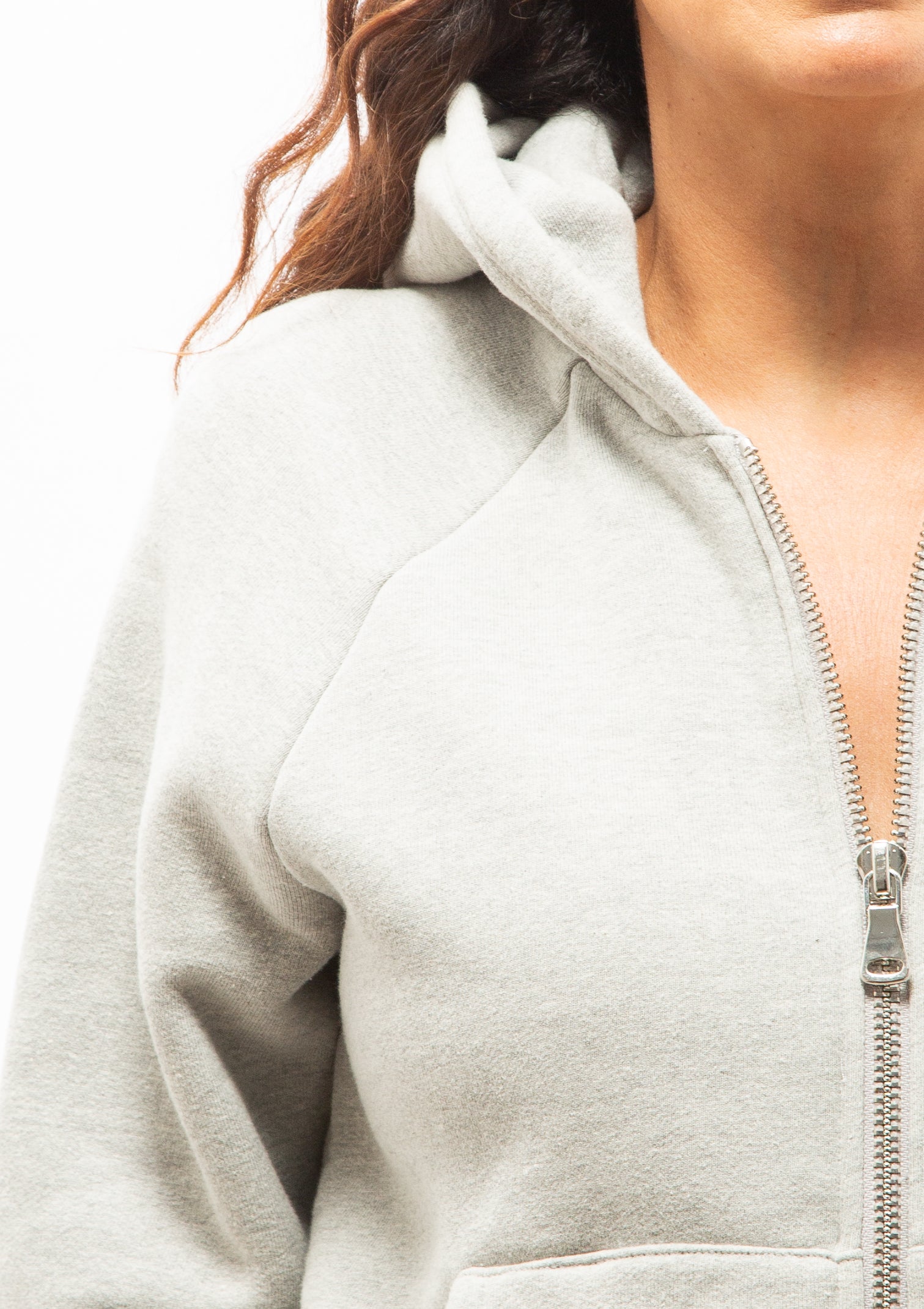Shrunken Raglan Hoodie | Heather Grey/Black