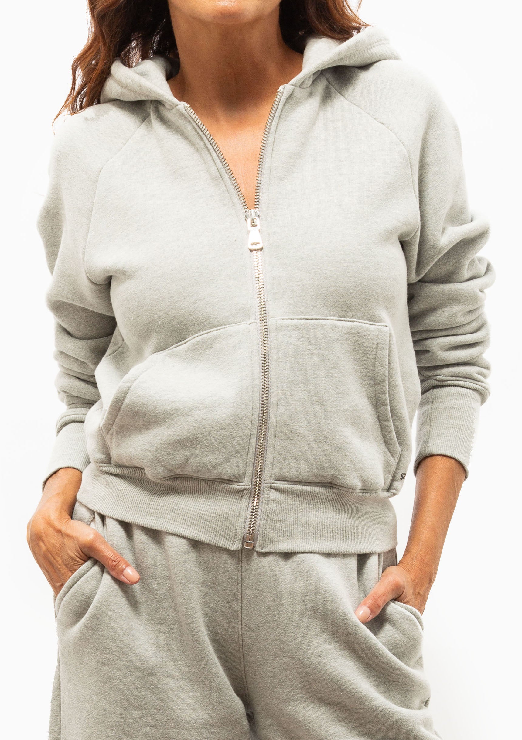 Shrunken Raglan Hoodie | Heather Grey/Black