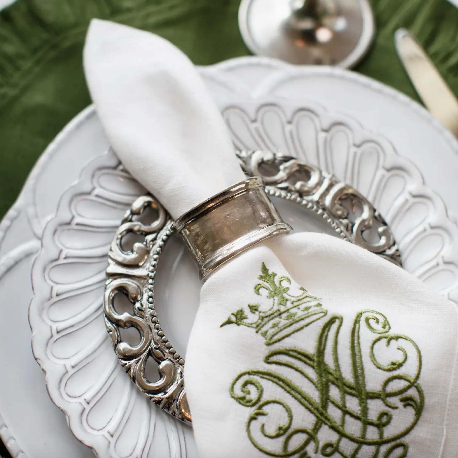 Vintage Smooth Oval Pewter Napkin Ring | Set of 2