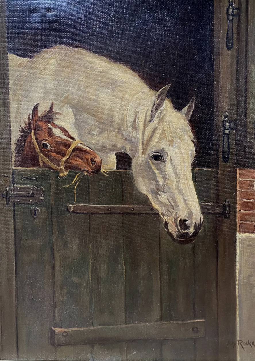 Original Antique Horses Portrait Oil Painting | 16"x20"