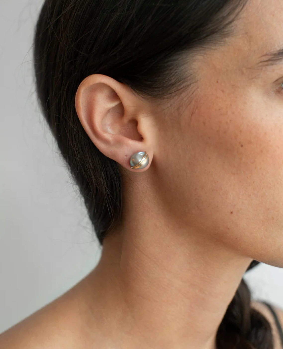 Grande Baroque Pearl Studs | White