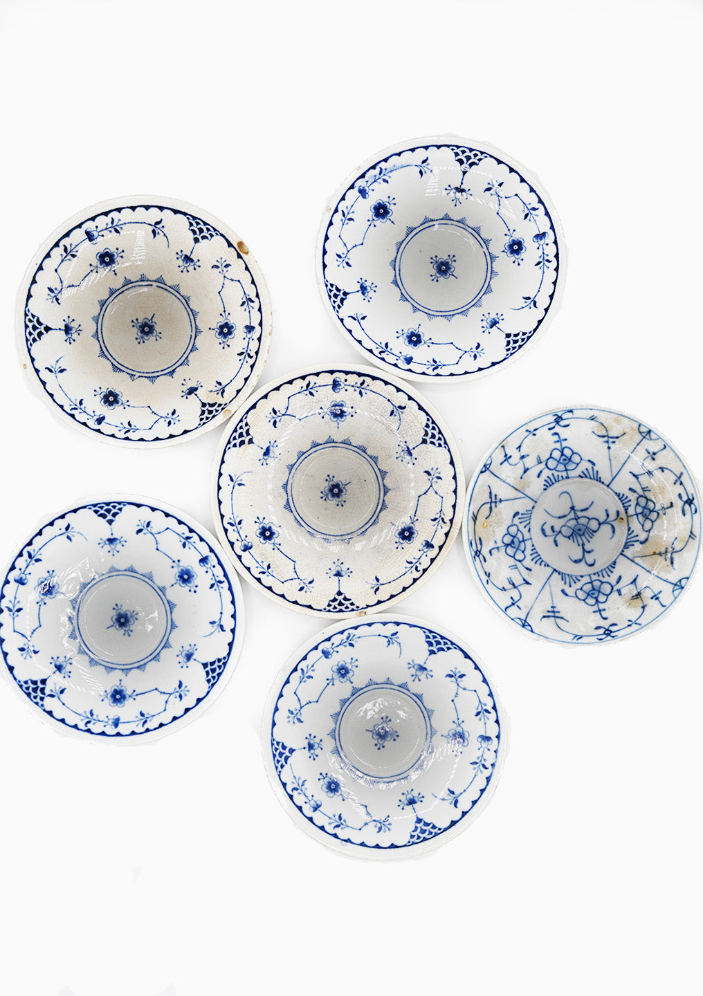 Vintage Blue Floral Plates | Set Of 6