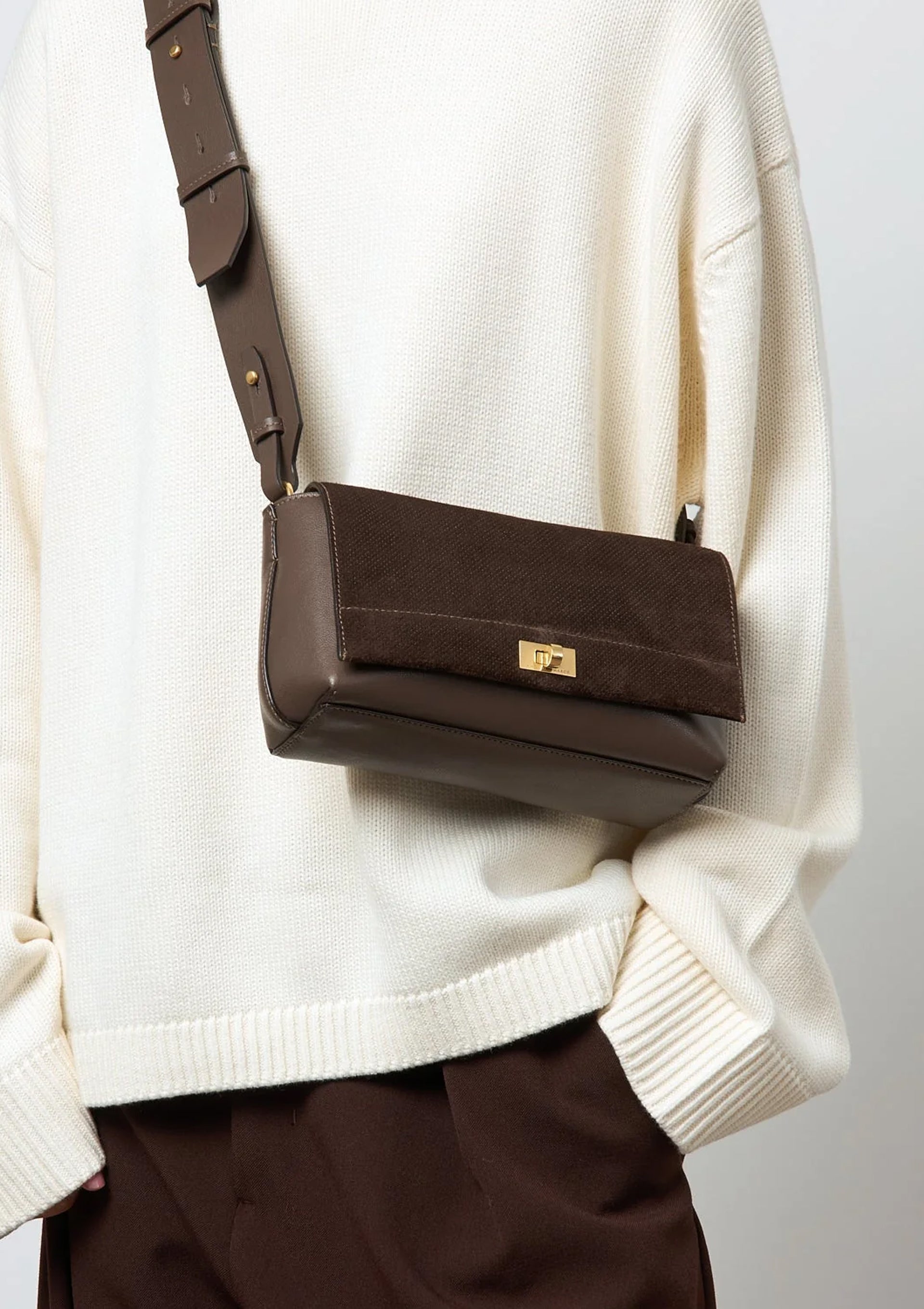 Mortimer Perforated Crossbody | Truffle Brown