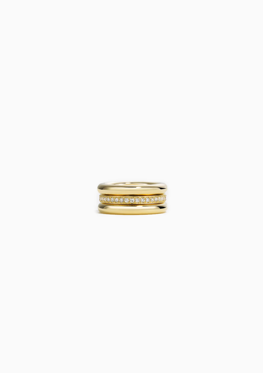 14K Triple Gold & Diamond Pinky Ring Stack | Gold