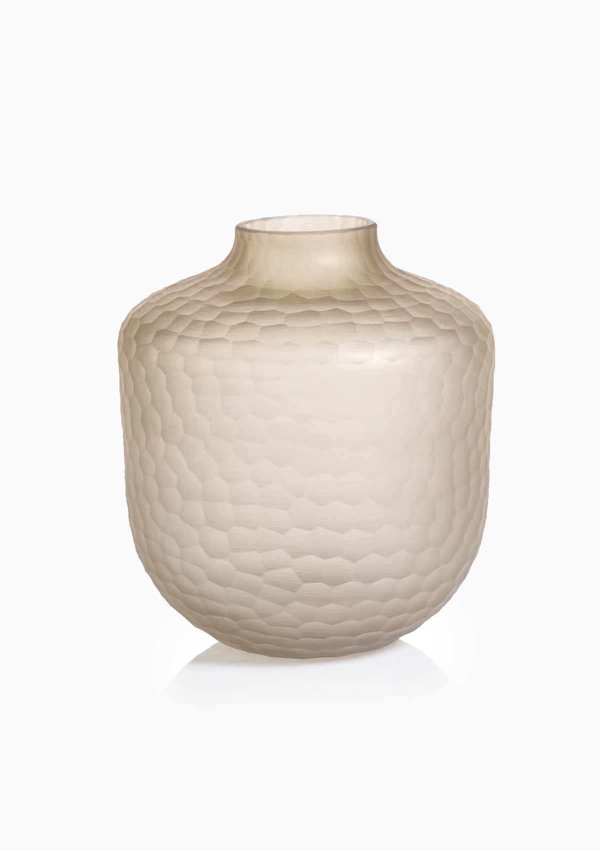 Arosa Cut Glass Frosted Vase | Taupe, Large