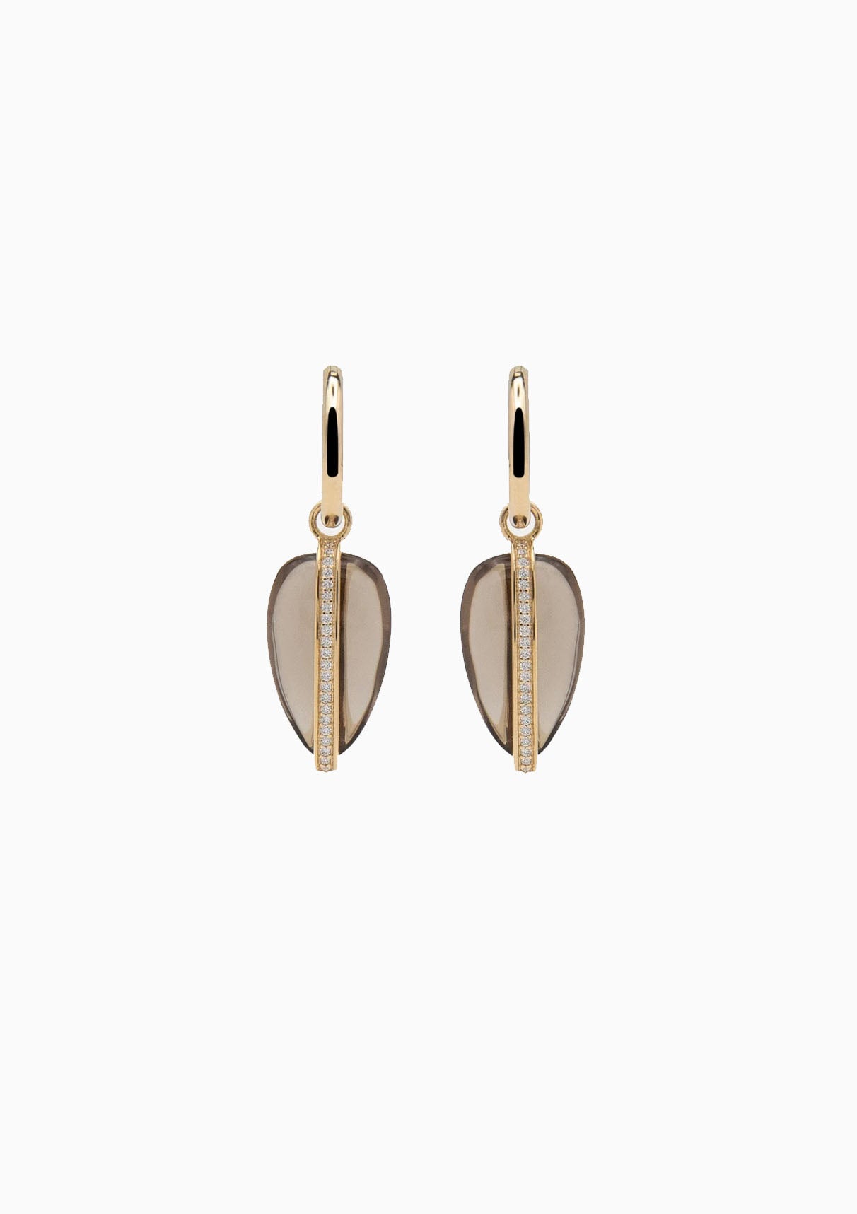 14K Diamond Pebble Earrings | Smokey Quartz
