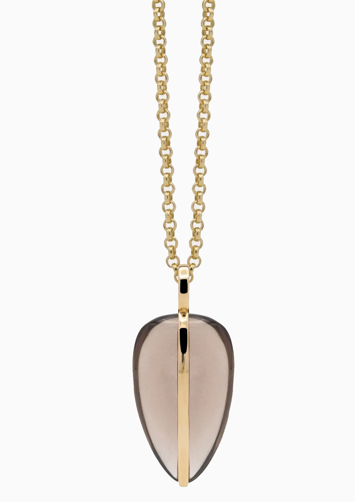 14K Large Pebble Pendant | Smokey Quartz