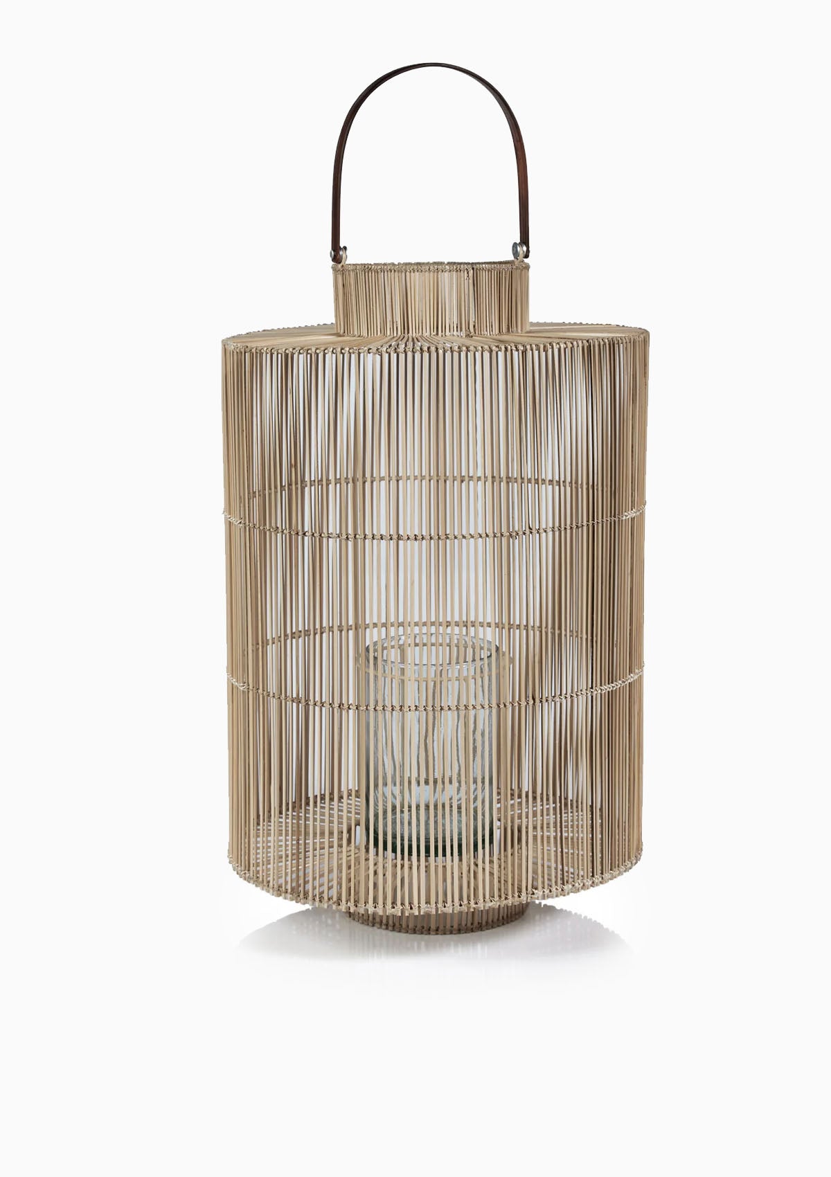 Caprice Buri Lantern With Glass Hurricane | Natural