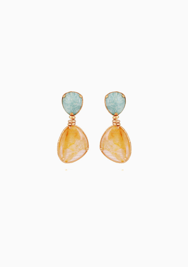 Silia Earrings | Gold/Amazonite Yellow