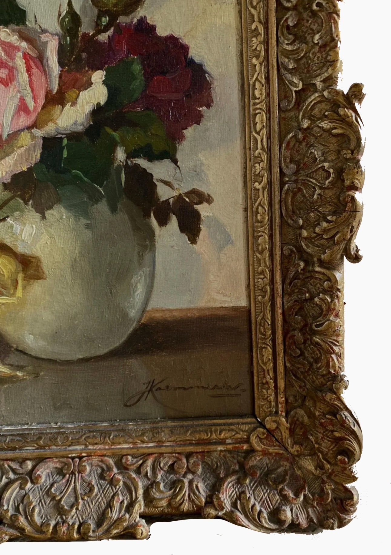 Original Antique Roses Still Life Oil Painting | 10" x 12.5"