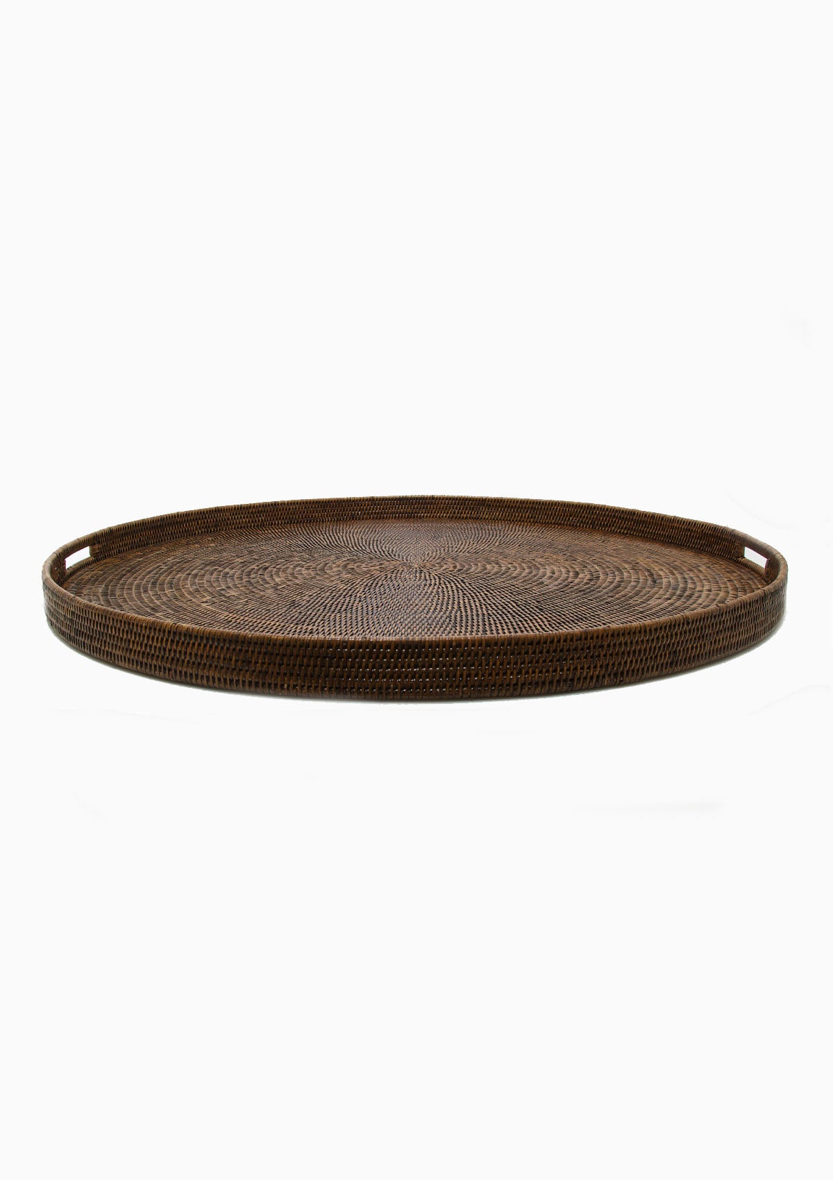 Round Tray With Handle, 36" | Antique Brown
