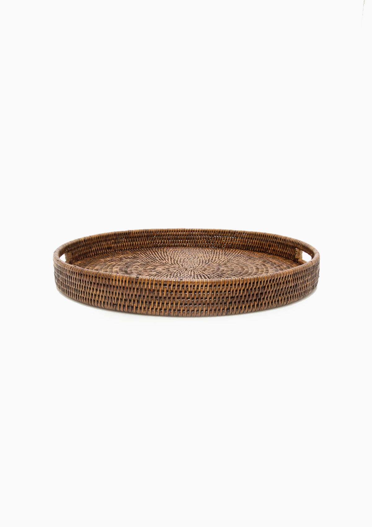 Round Tray With Handle, 20" | Antique Brown