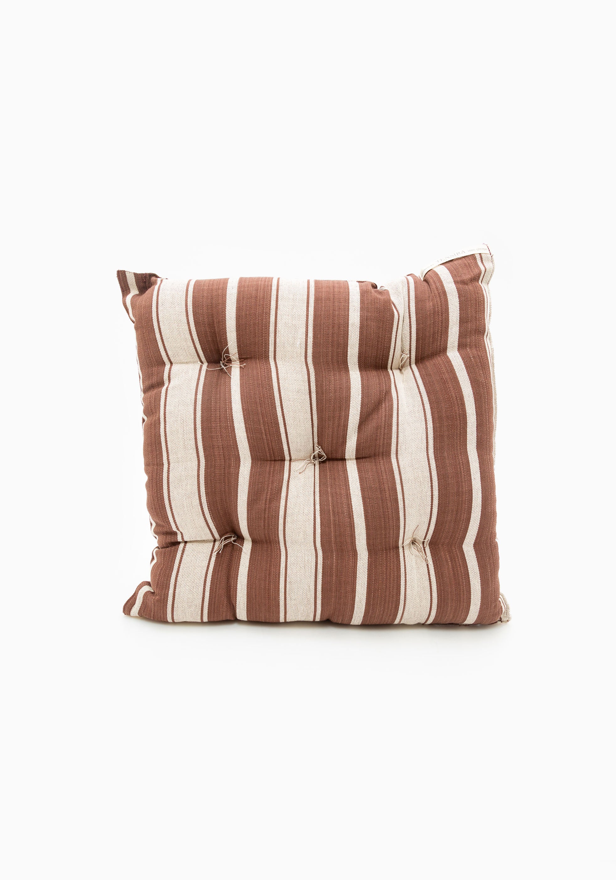 New Tufted Chair Cushion, Chocolate Brown/Ecru | 16" x 16"
