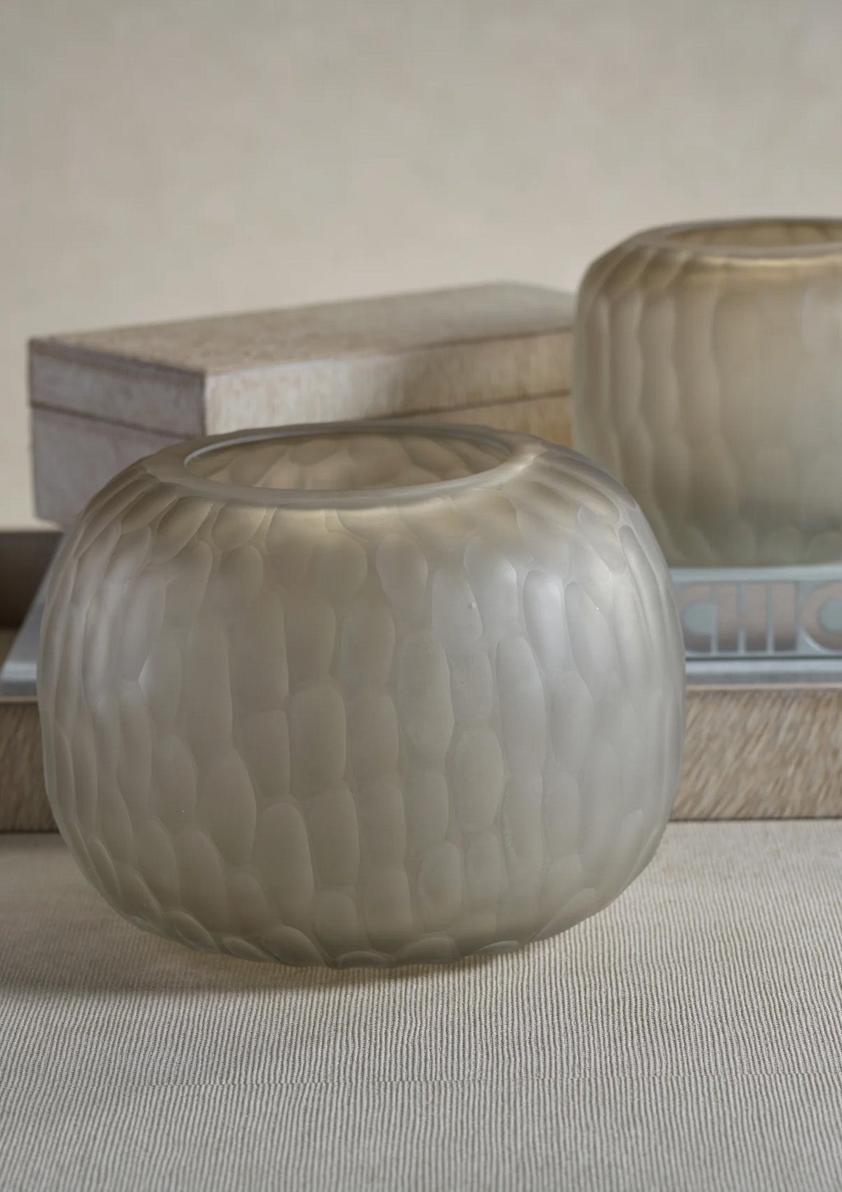 Vallées Cut Glass Vase | Taupe, Large
