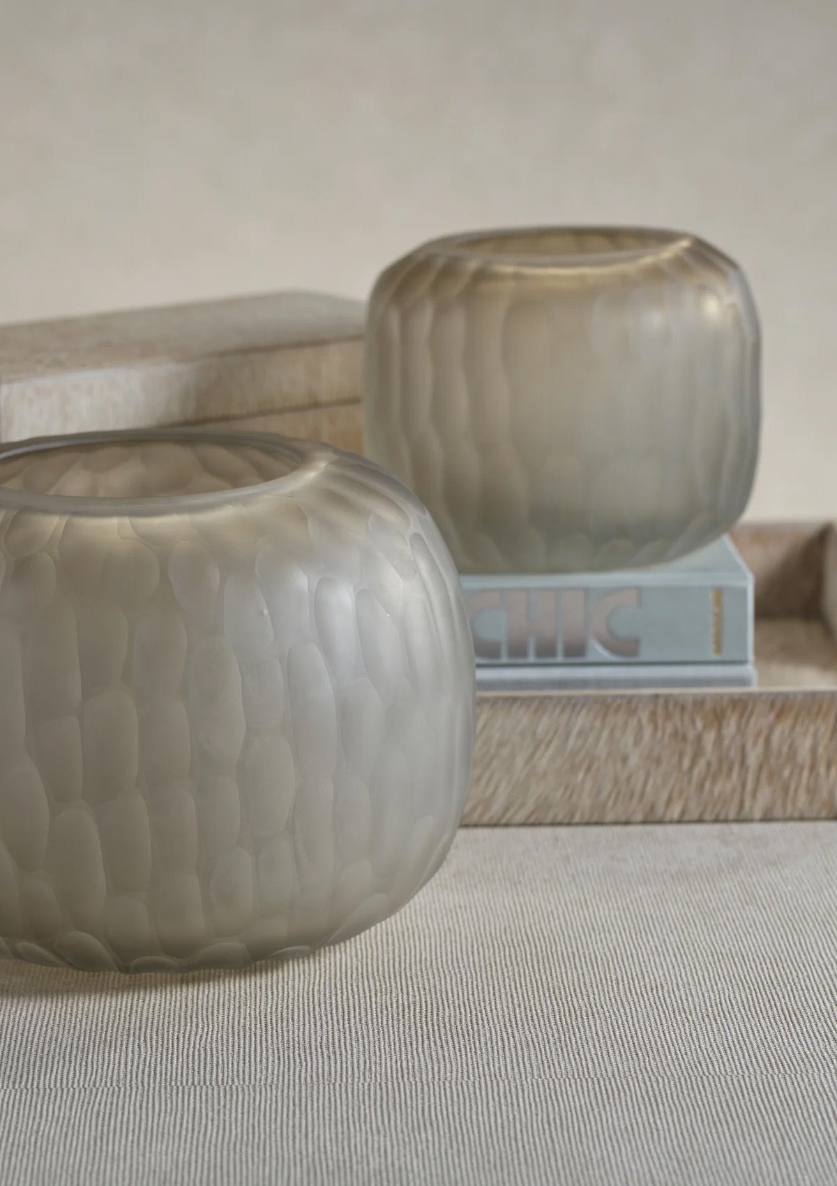 Vallées Cut Glass Vase | Taupe, Small