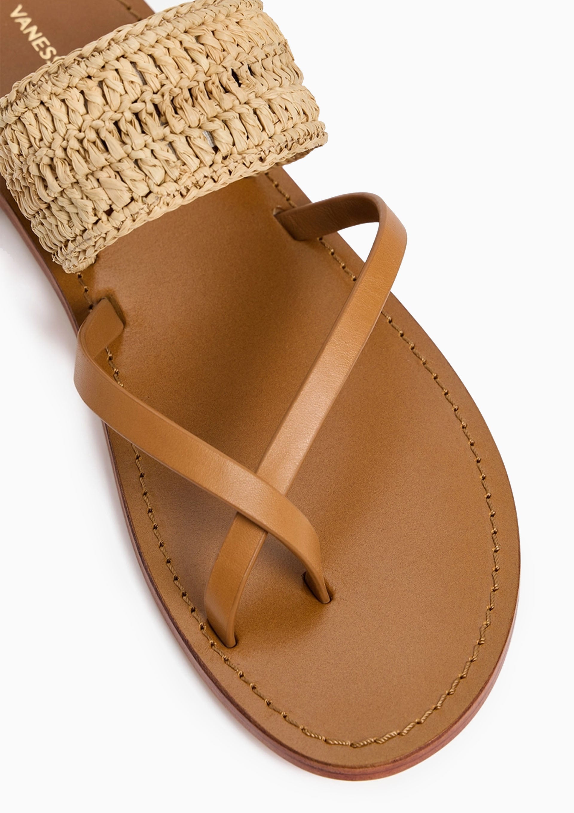 Flat Raffia Sandal | Camel