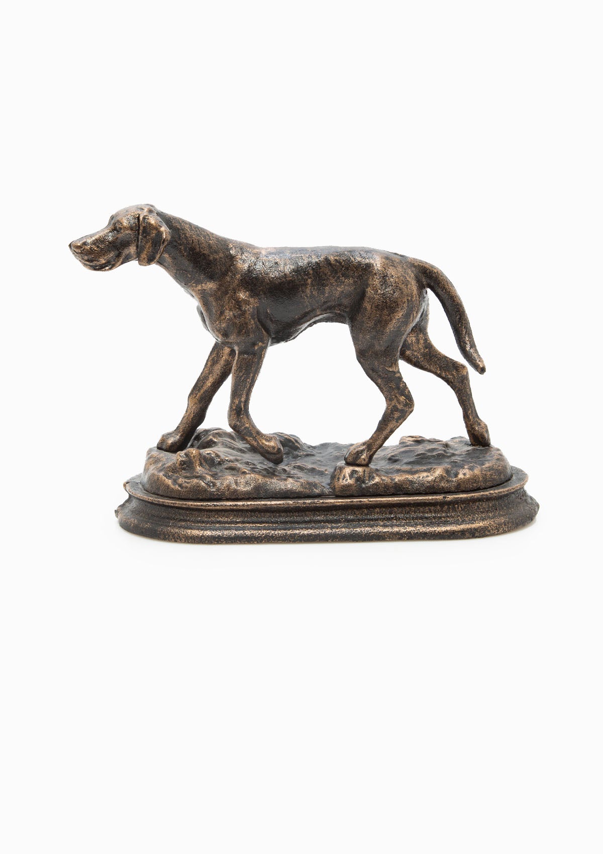 Vintage Brass Hunting Dog On Pedestal