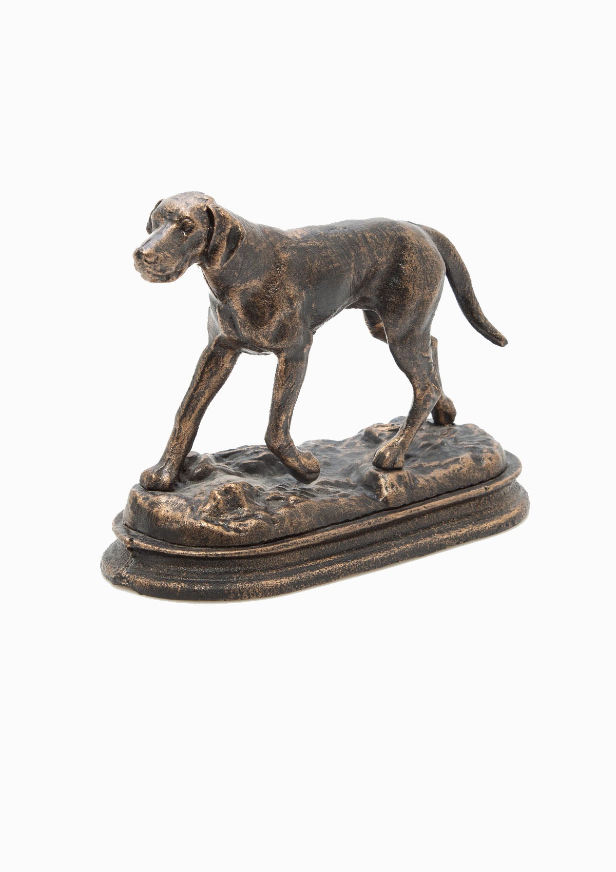 Vintage Brass Hunting Dog On Pedestal