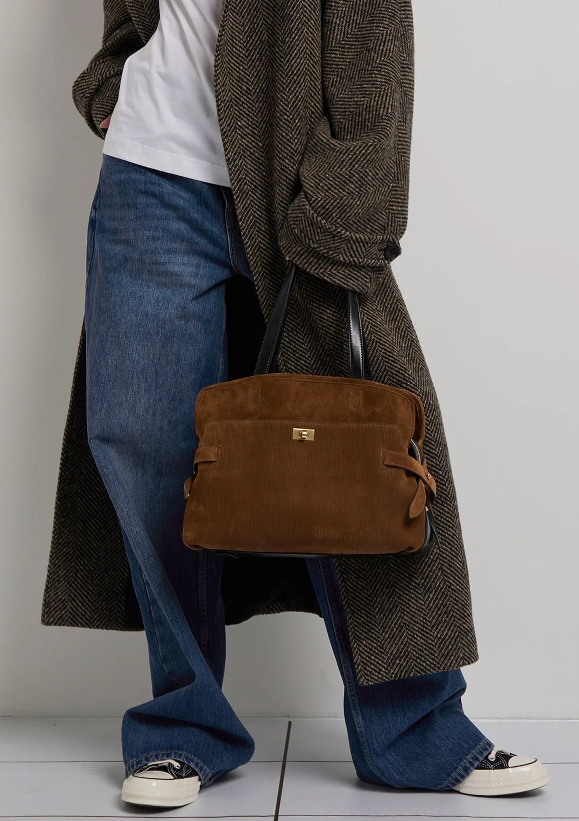 Wilson Shoulder Bag | Sepia Corduroy Suede