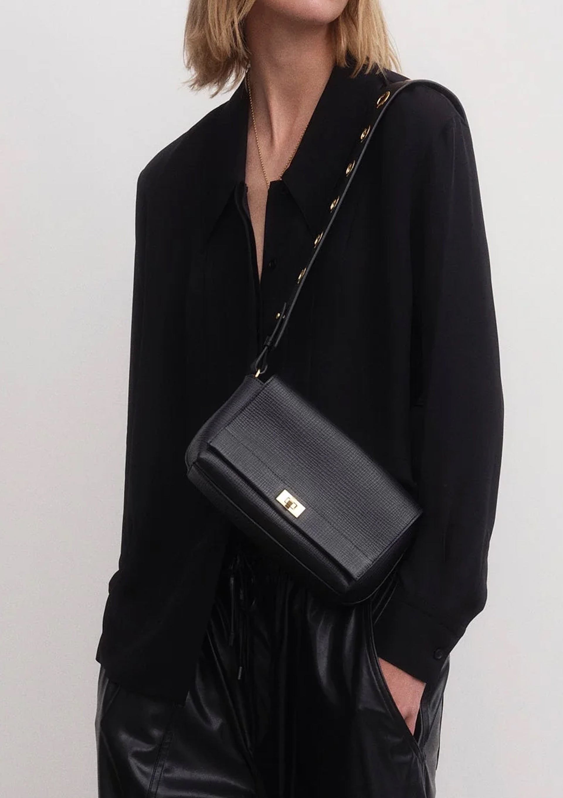 Mortimer Eyelet Crossbody | Crosshatch Black