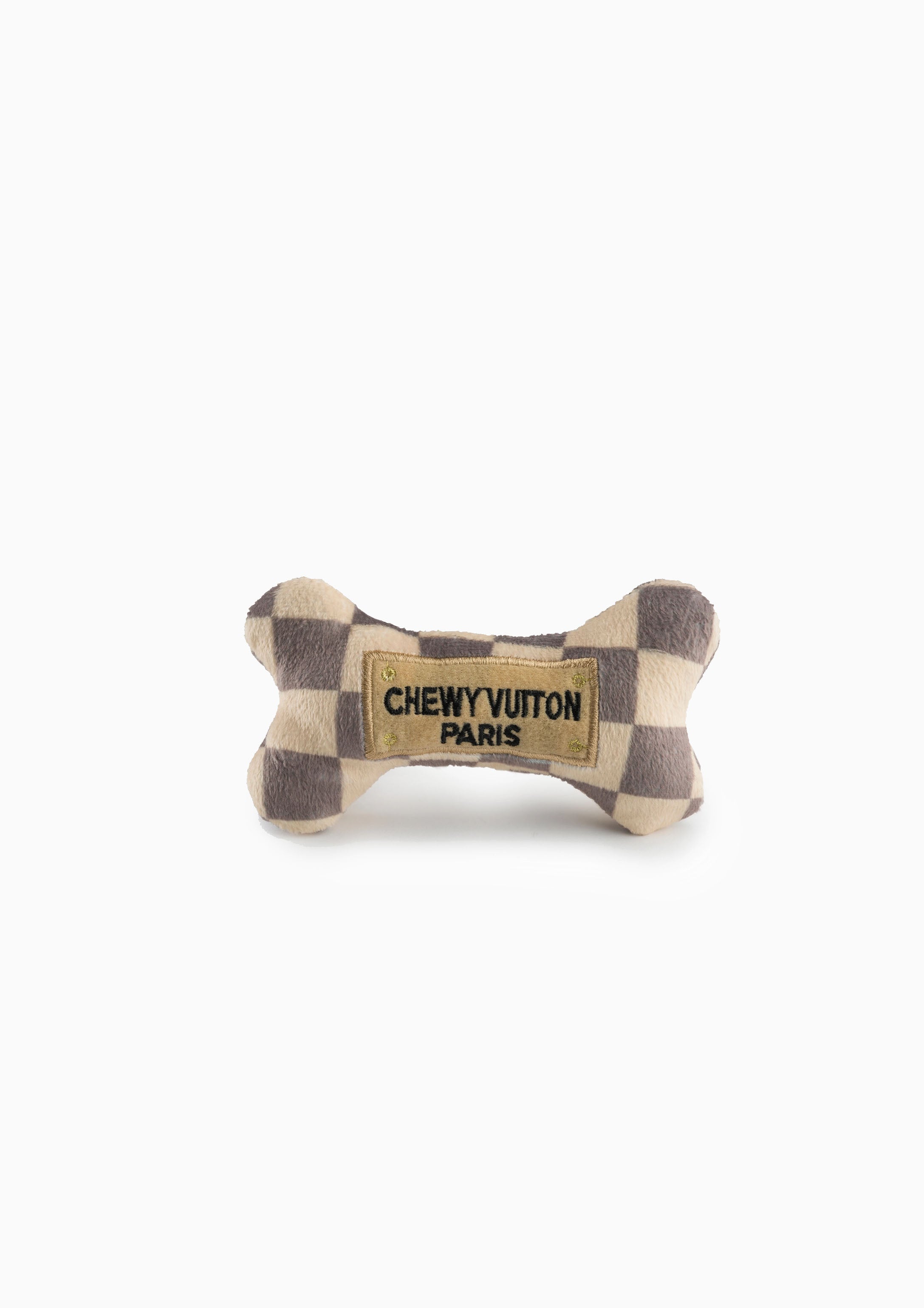 Checker Chewy Vuiton Bones Squeaker Dog Toy | Small