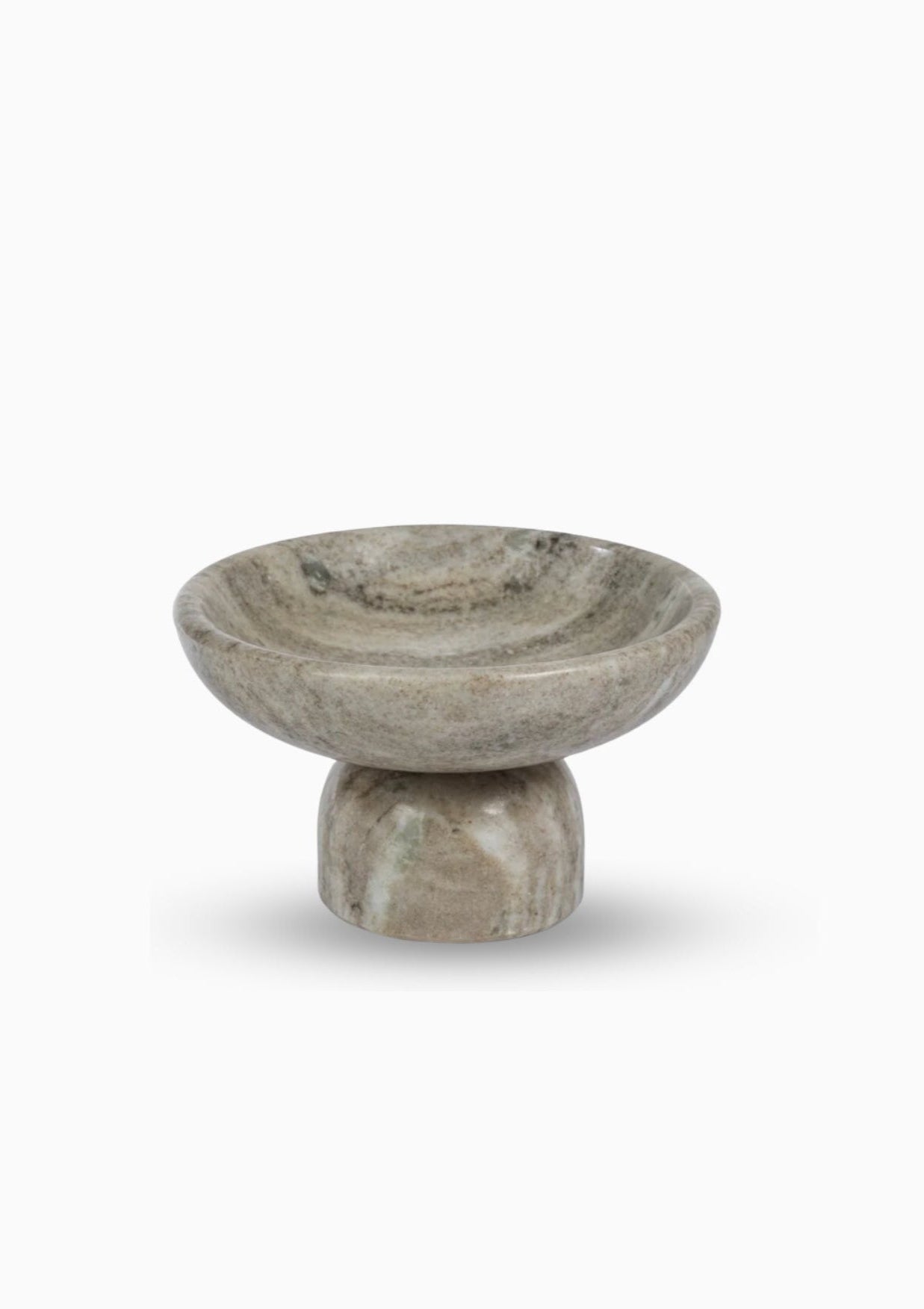 Timeless footed marble bowl available at Diani.
