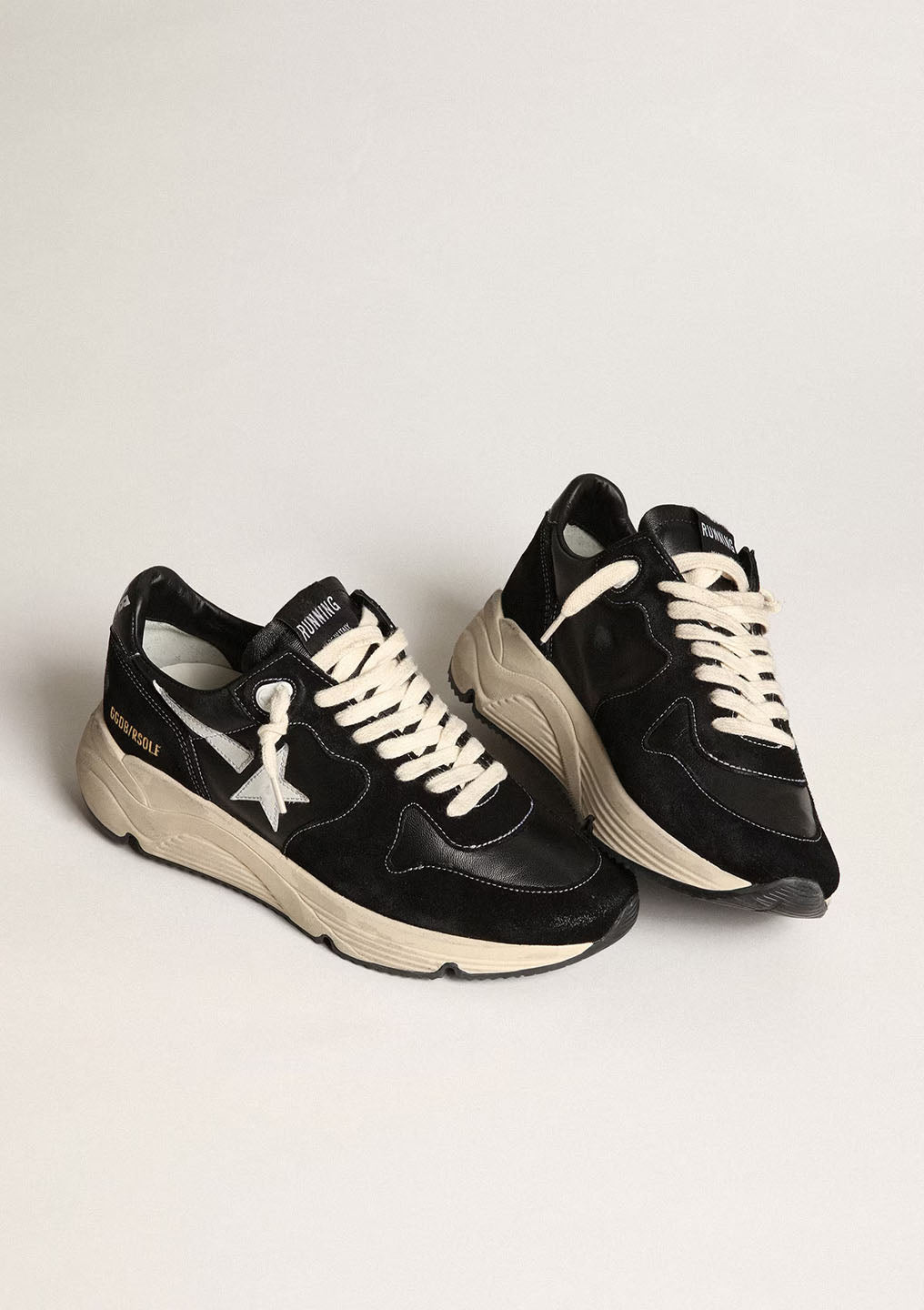 Running Sole Sneakers Leather & Suede | Black/White