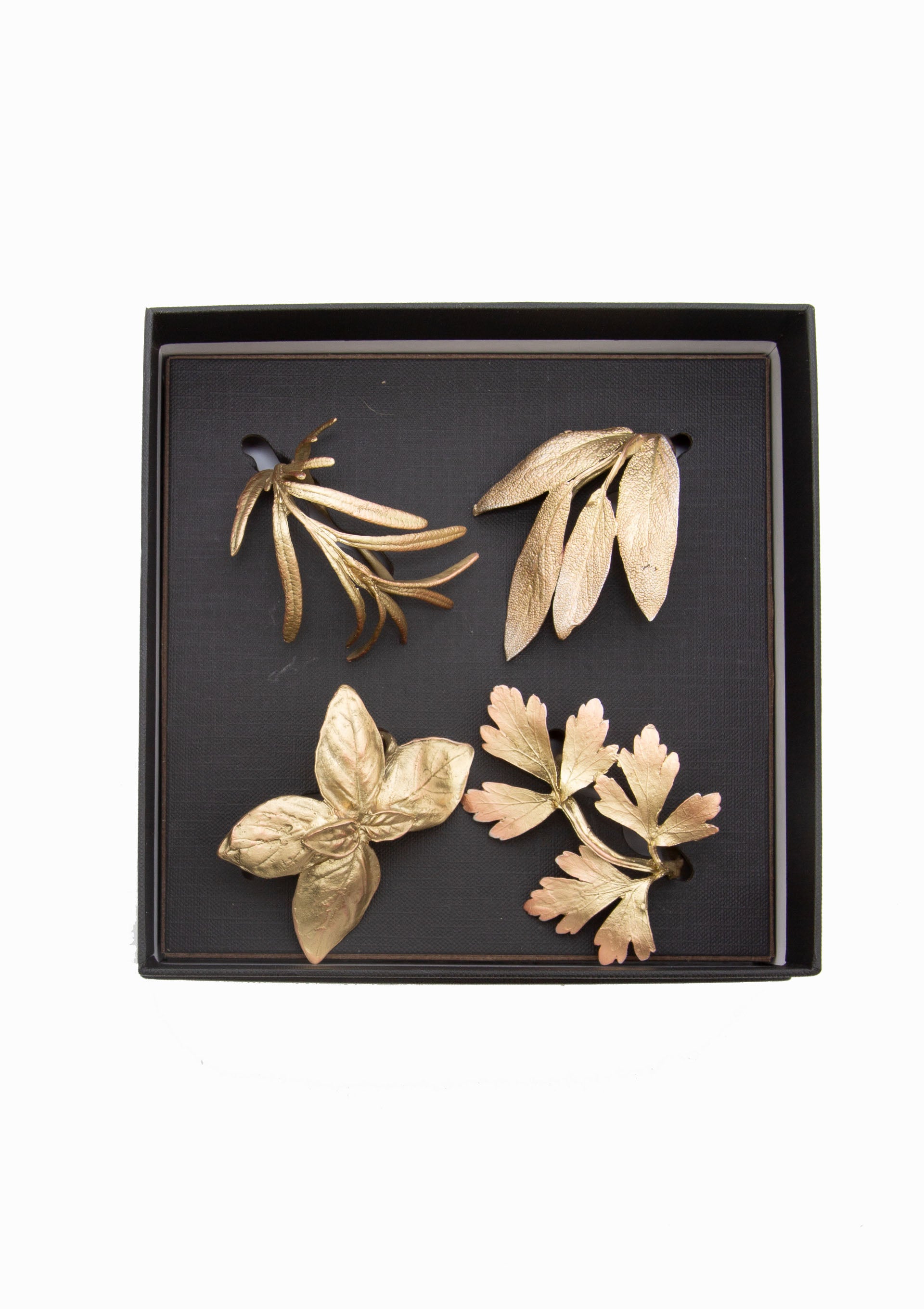 Italian Herb Assorted Napkin Rings | Brass, Set Of 4