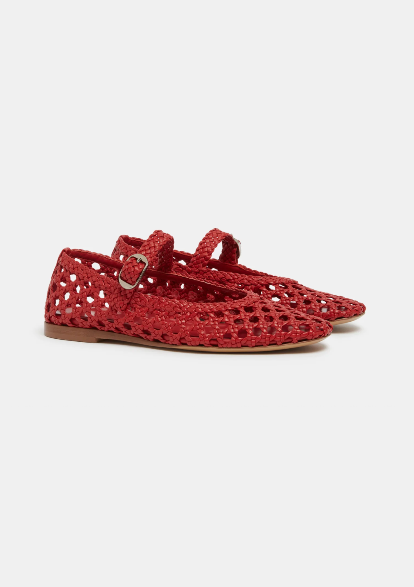 Le Monde Beryl Mary Jane in Woven Crimson Red available at Diani.