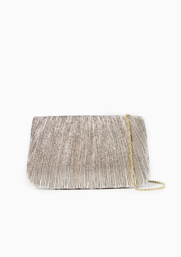 Brit Flat Pleated Pouch | Champagne