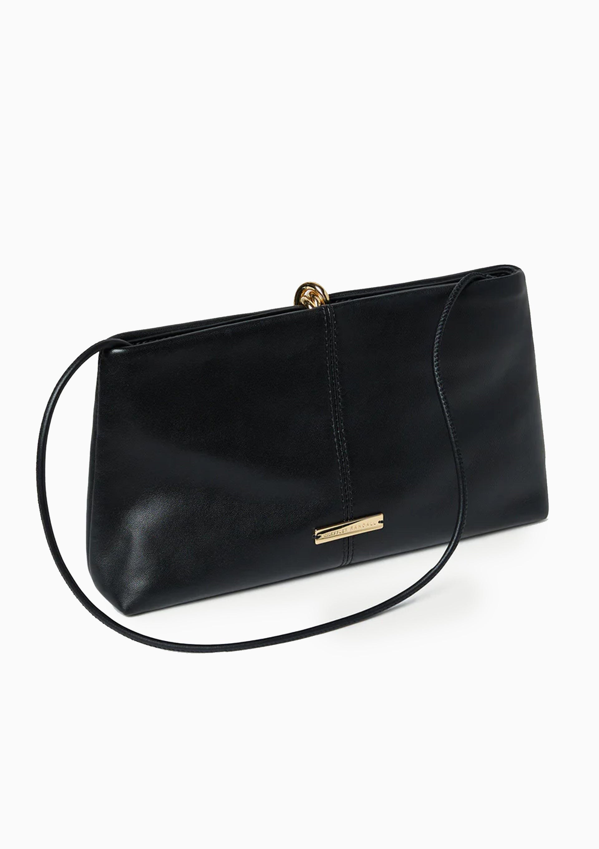 Corrine Leather Gathered Clutch | Black
