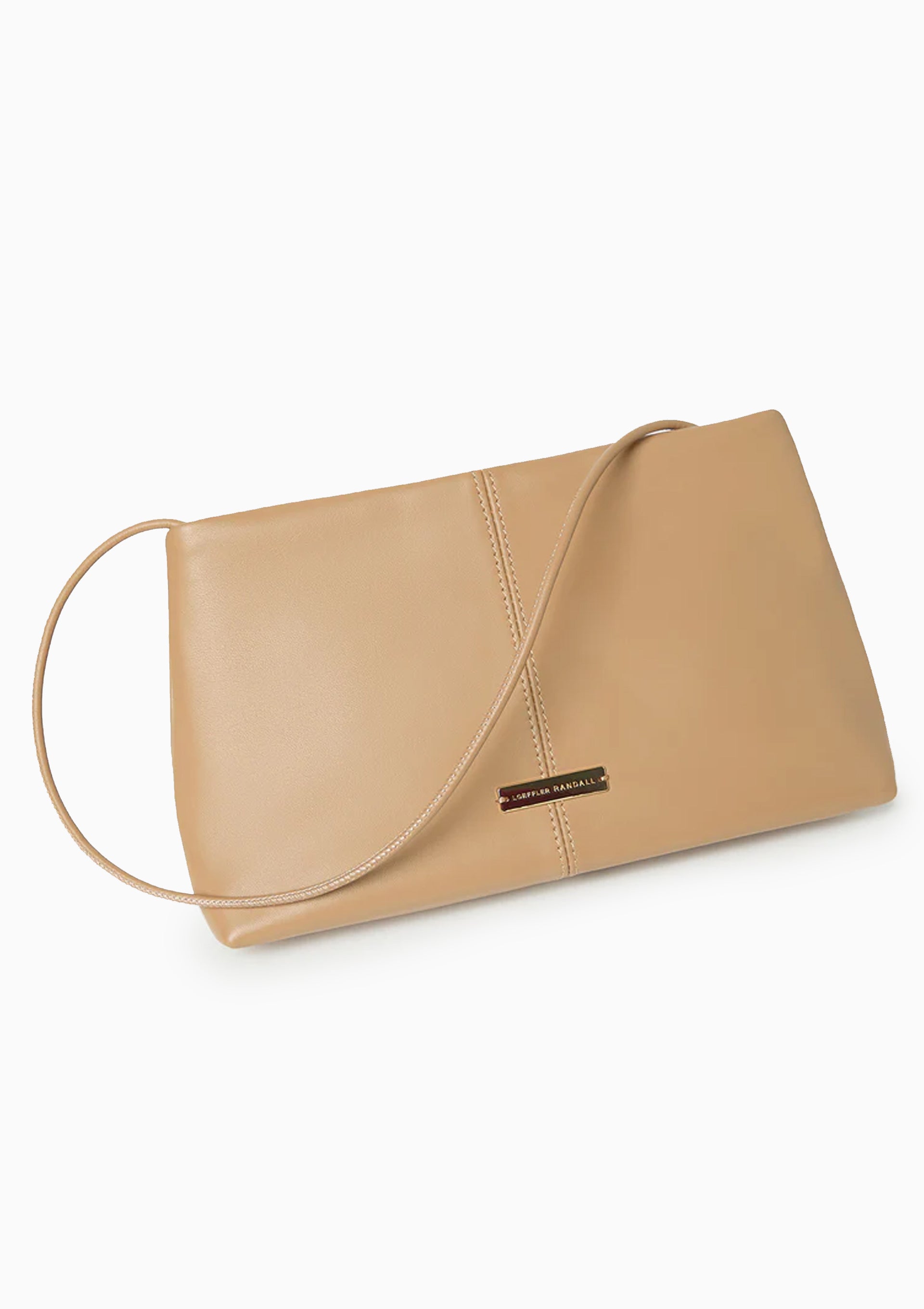 Corrine Leather Gathered Clutch | Khaki