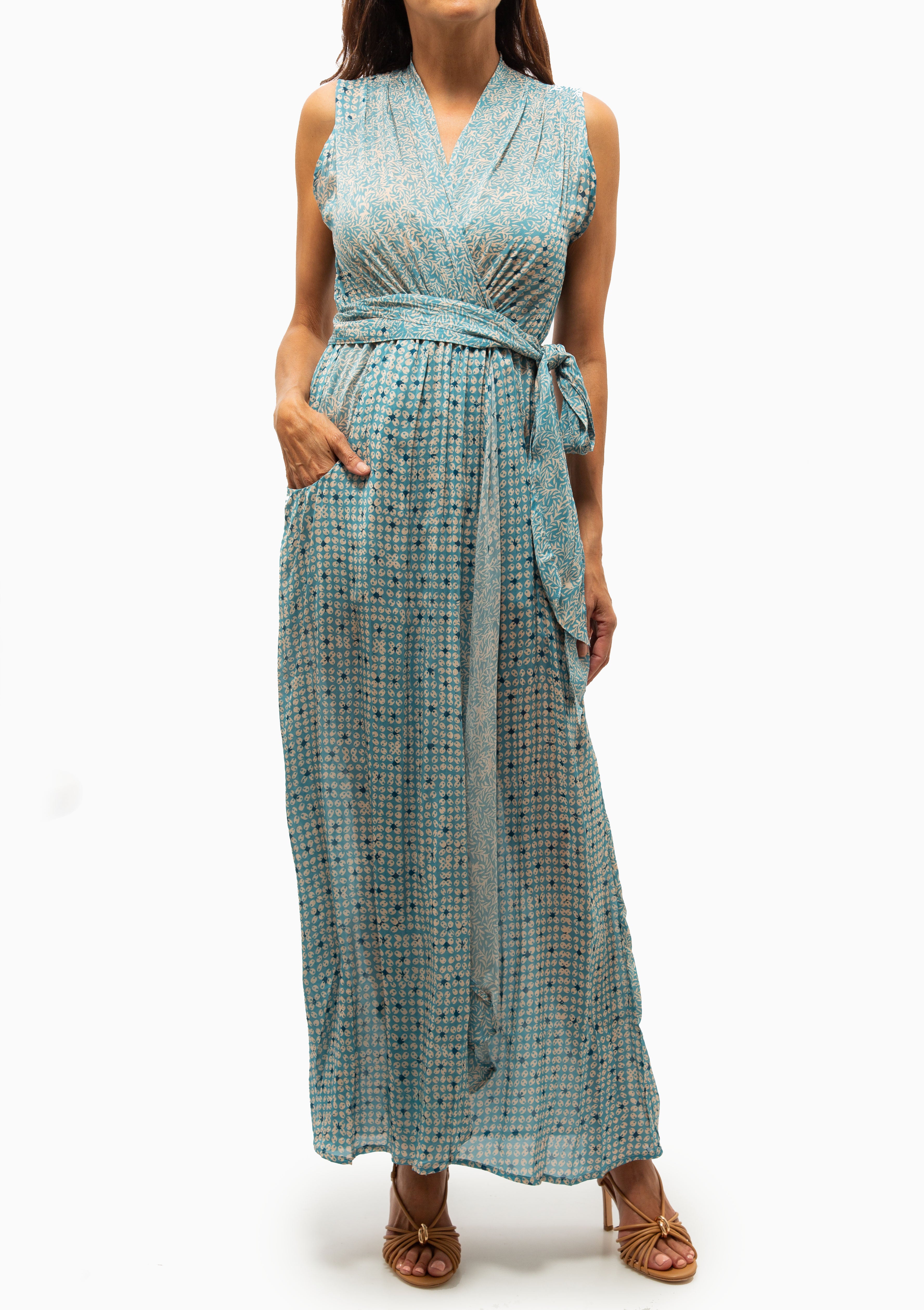 Nico Sleeveless Maxi With Sash | Delphi Sky