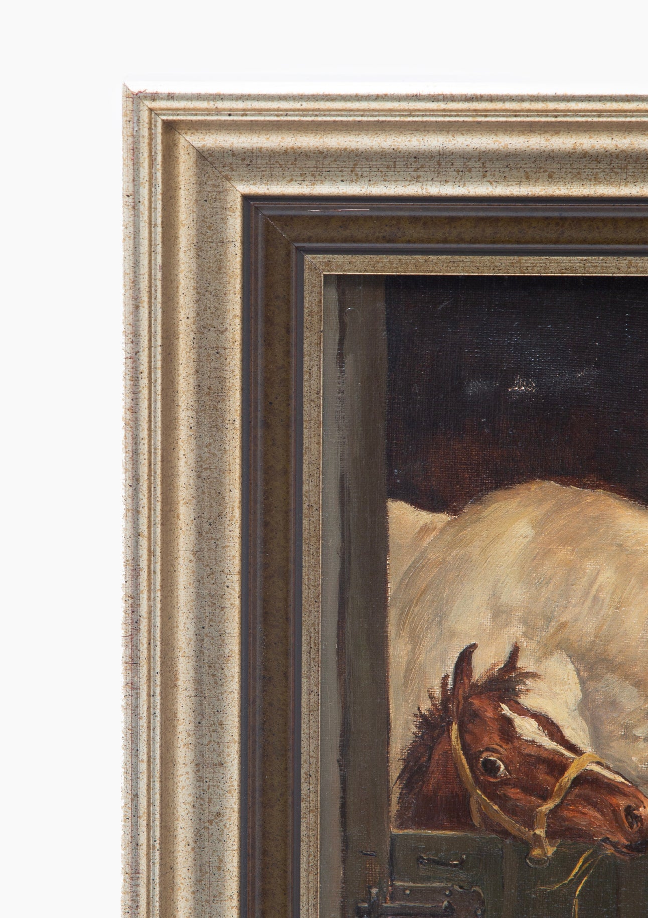 Original Antique Horses Portrait Oil Painting | 16"x20"