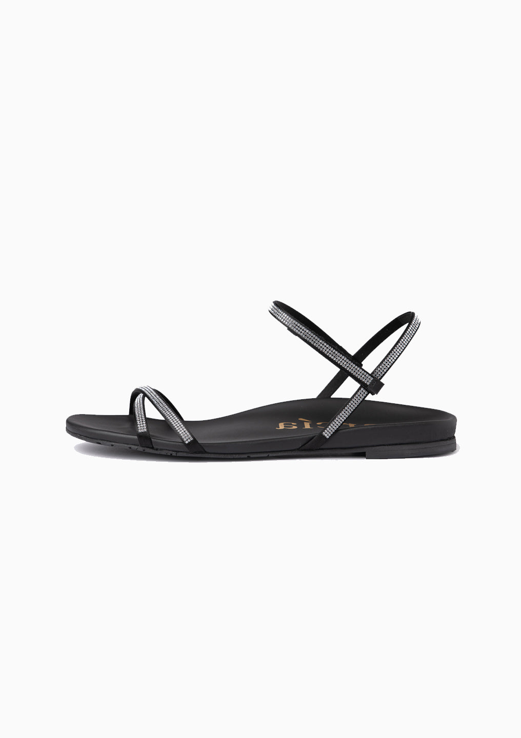 Bambina Sandal | Black Nappa Crystal
