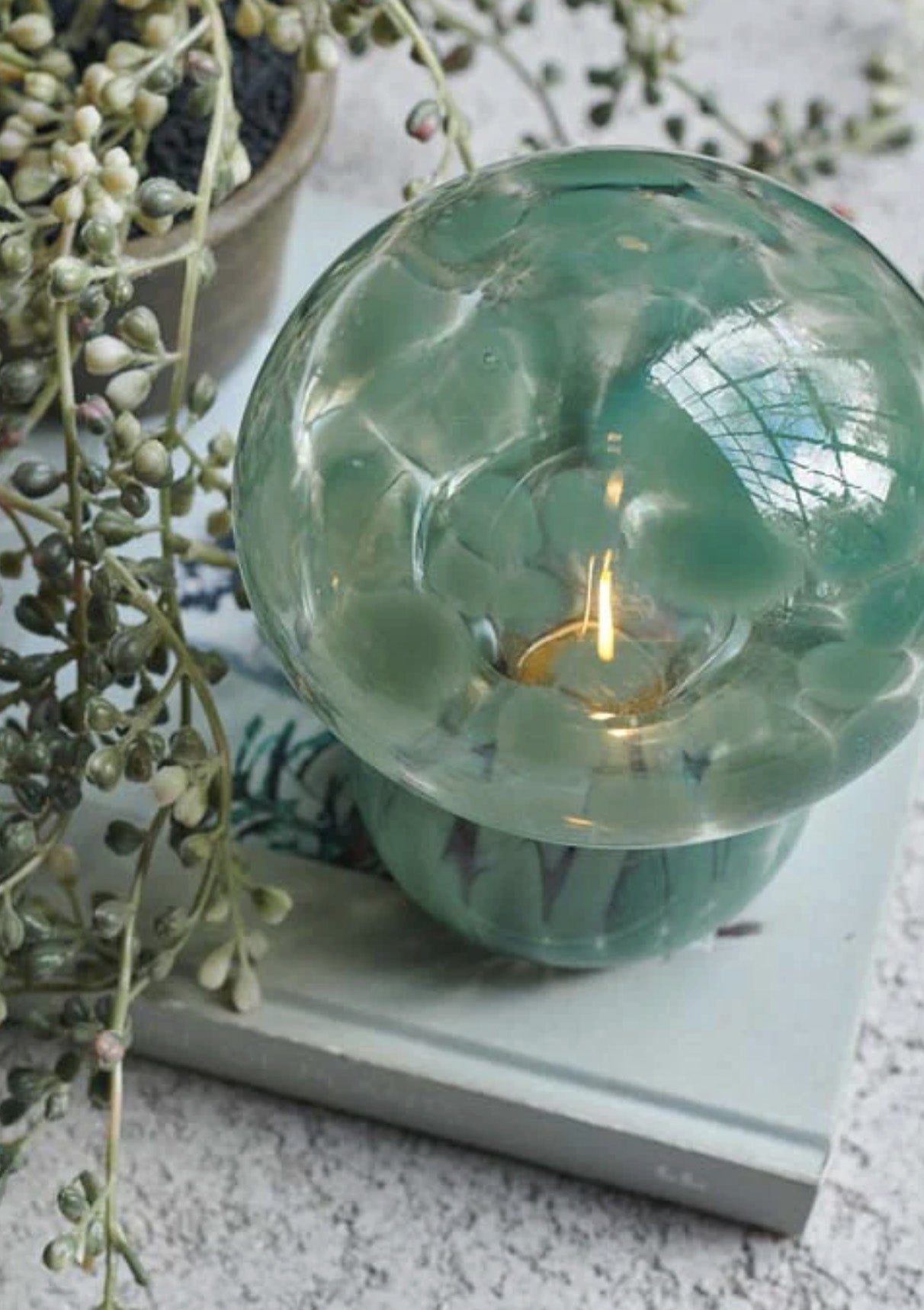 Small Mushroom Cordless Table Lamp | Jade Green