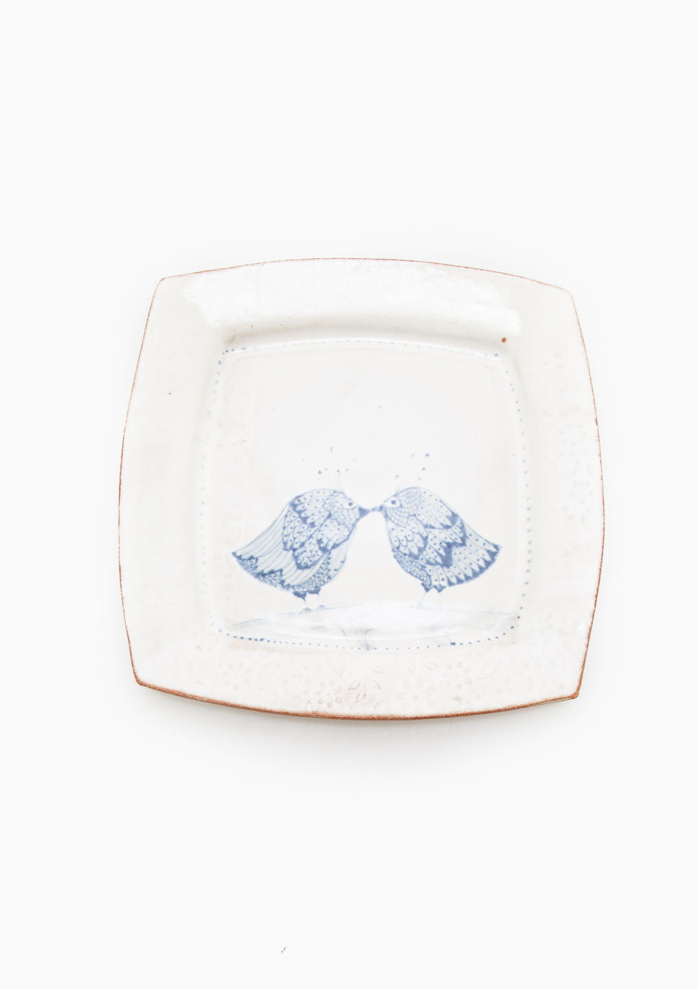 Large Square Platter Love Birds Blue 13